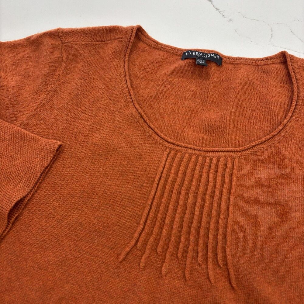 Eileen Fisher Top Womens Size Large Petite Wool Cashmere Rabbit Hair Orange - Picture 2 of 7